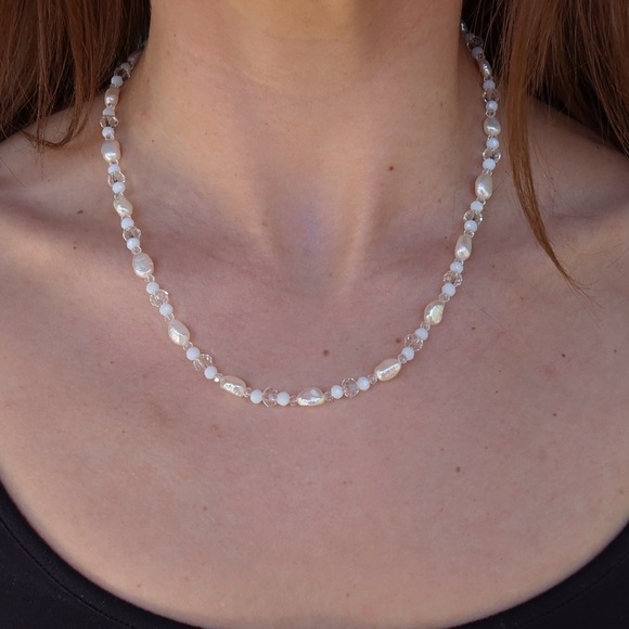 Jewelry - Genuine Freshwater Pearl & Swarovski Crystal Necklace